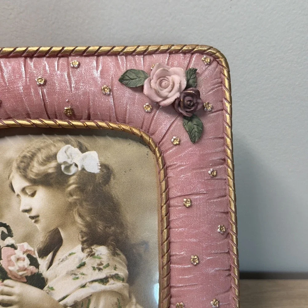 Victorian Rose Picture Frame 5x7 Mauve Pink Floral Shabby Chic Romantic Decor